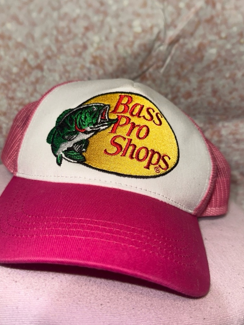 Bass Pro Shops Hot Pink and White Fish Logo Trucker Cap